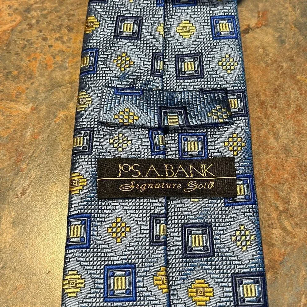 Jos. A. Bank Signature Gold Silk Tie Blue Gold